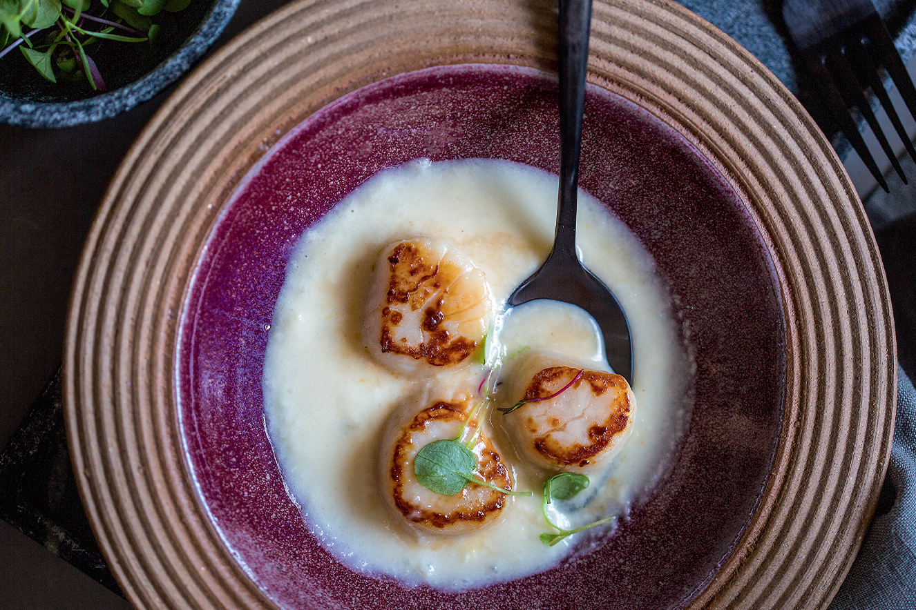 vieira com creme azedo