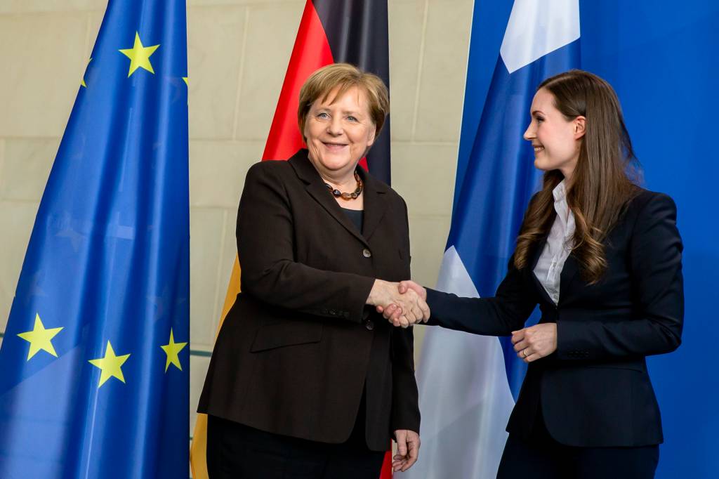 New Finnish Prime Minister Sanna Marin Meets With Angela Merkel New Finnish Prime Minister Sanna Marin Meets With Angela Merkel