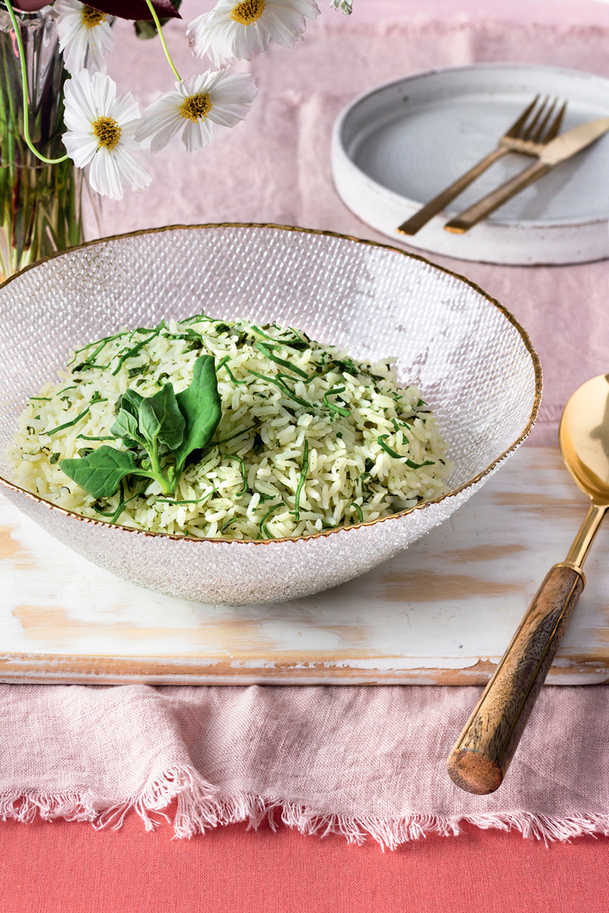 Arroz com espinafre – Receber Bruna Branco Arroz com espinafre
