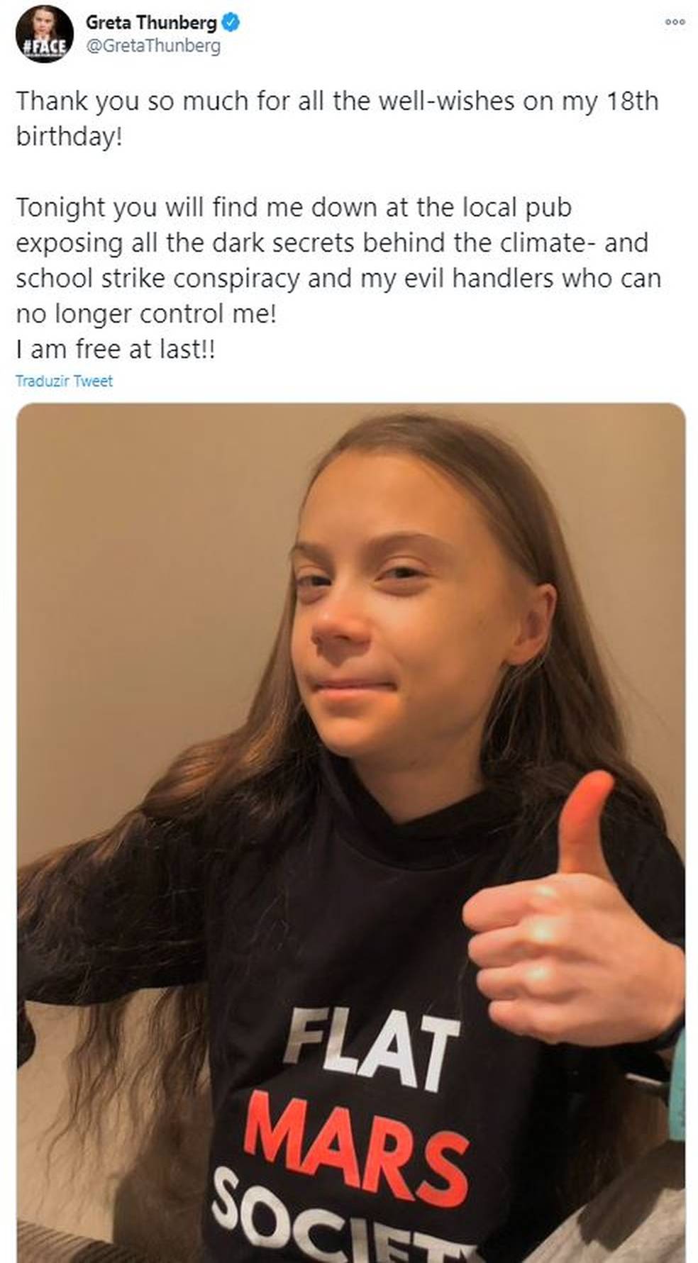 Greta Thunberg completa 18 anos Greta Thunberg
