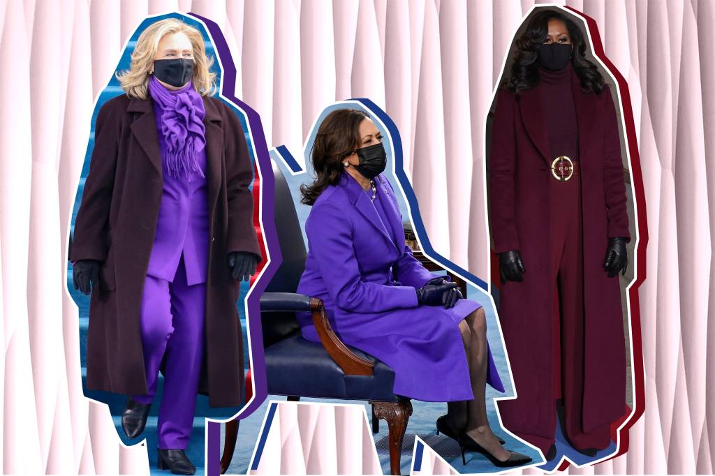 O simbolismo nos looks roxos que roubaram a cena na posse nos EUA