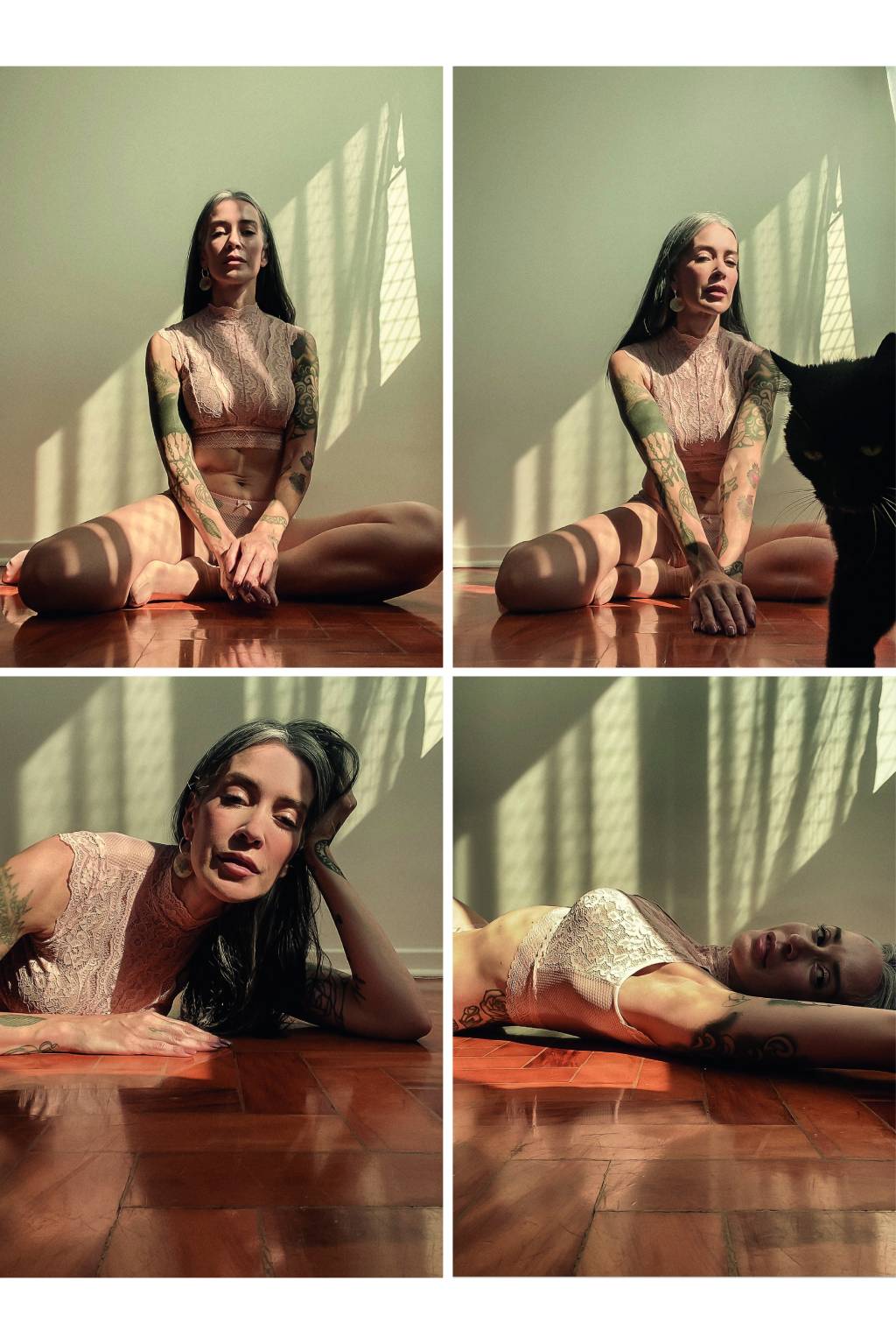MODA16 Modelo usa lingerie e posa para foto em diversas poses