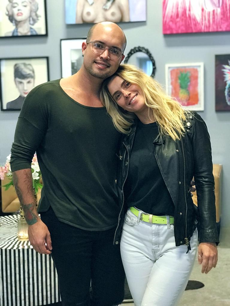 Tiago e Carolina Dieckmann Tiago Sampaio sobrancelha