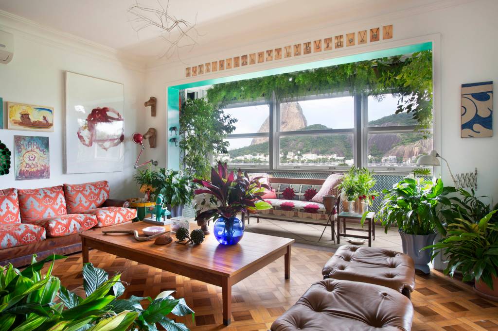 Sala de estar _ Lírios da paz, Dracenas e Marantas Na sala de estar estão lírios-da-paz, dracenas e marantas
