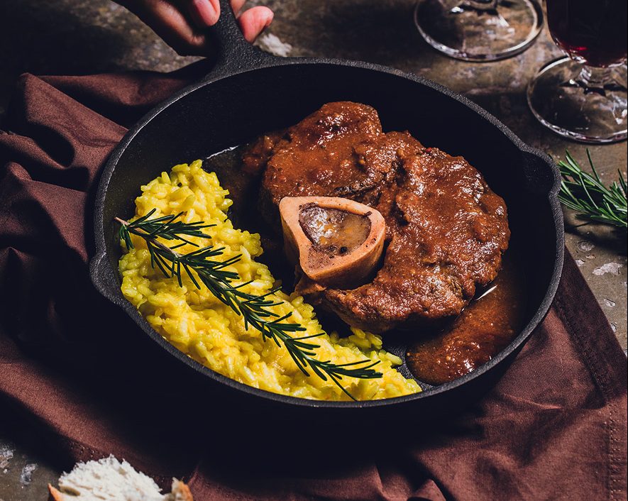 Ossobuco com risoto de açafrão