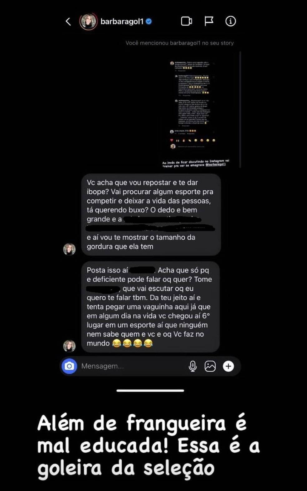 andrea-pontes-barbara comentários de Andrea Pontes e Bárbara no Instagram