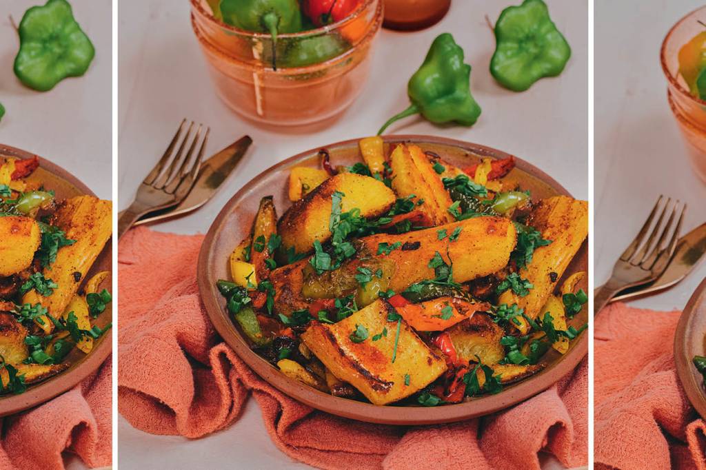 Mandioca apimentada na manteiga de garrafa