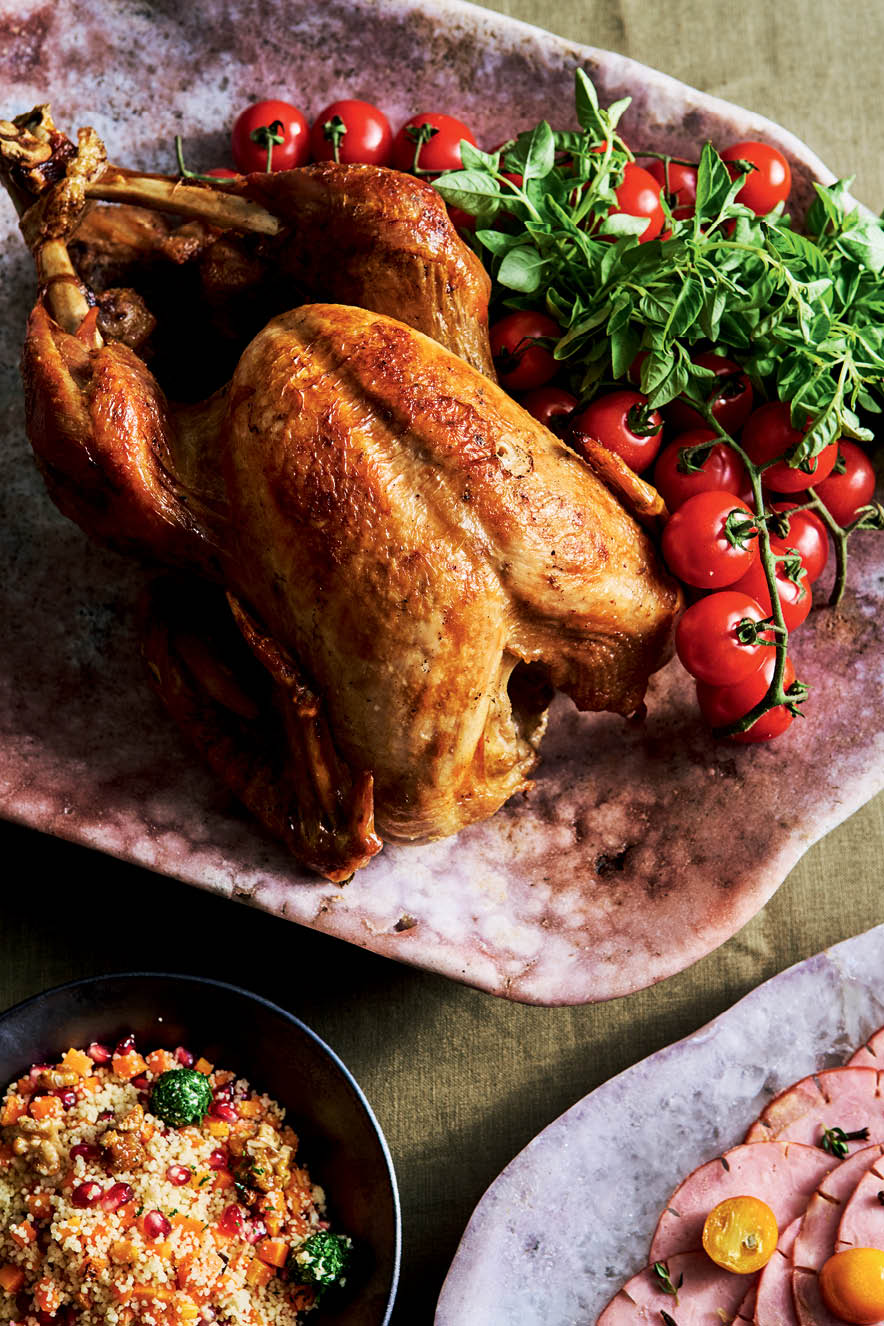 Peru com molho de mostarda Dijon e ervas