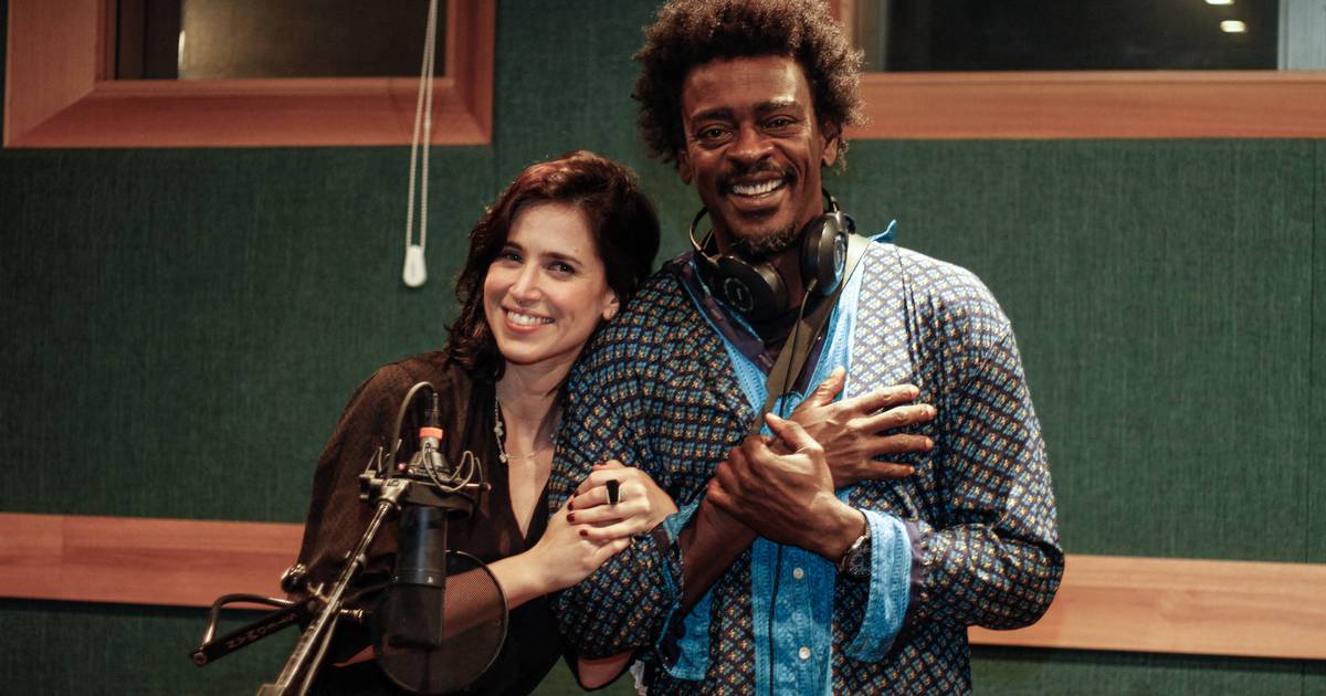 Mel Lisboa e Seu Jorge nas gravações de Paciente 63.