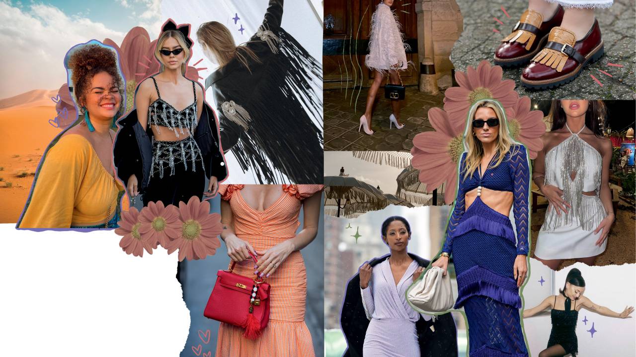 roupas e acessórios com franjas