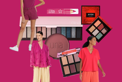 vitrine com produtos magenta