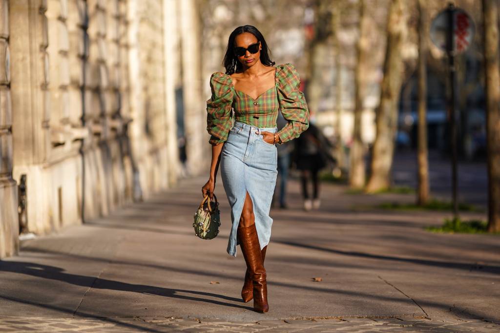 saia midi jeans saia midi jeans