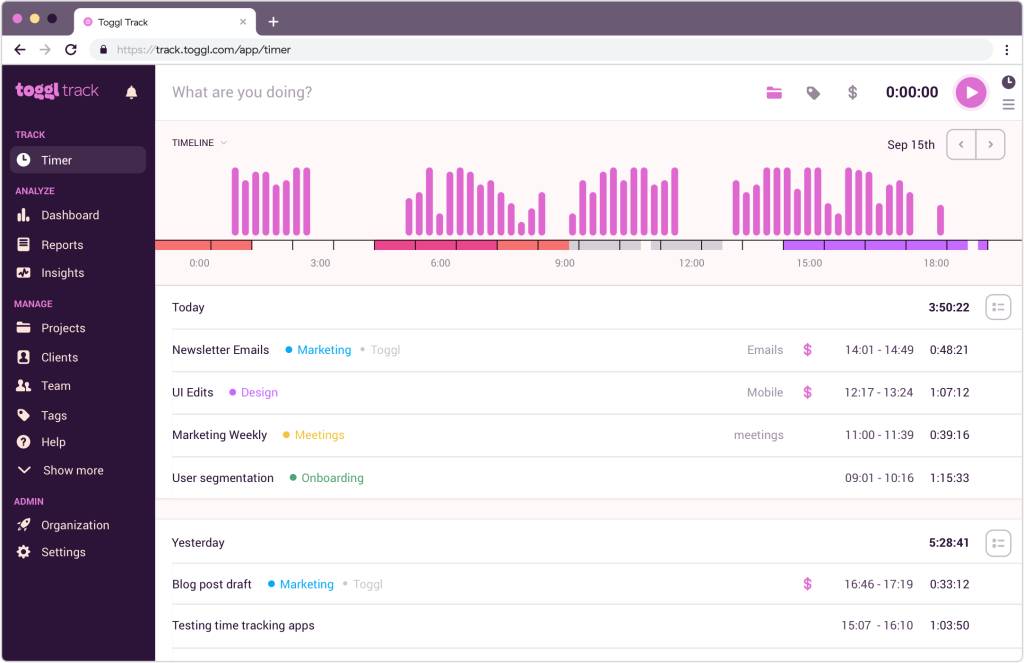aplicativos de organização – Toggl Track aplicativos de organização – Toggl Track
