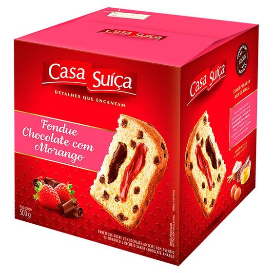 Panettone Fondue Chocolate com Morango – Casa Suíça Panettone Fondue Chocolate com Morango - Casa Suíça