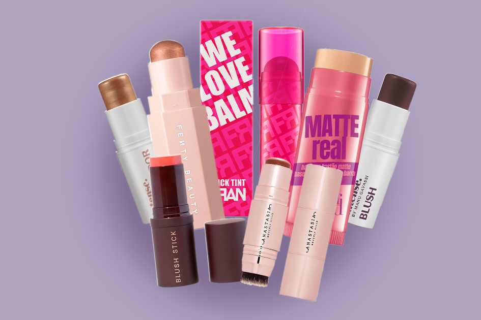 Produtos de maquiagem em bastão