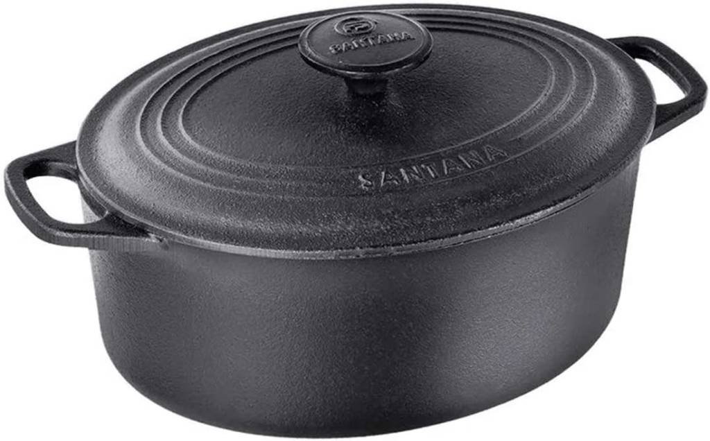 Panela de Ferro Fundido Caçarola Oval Santana 6,5 Litros