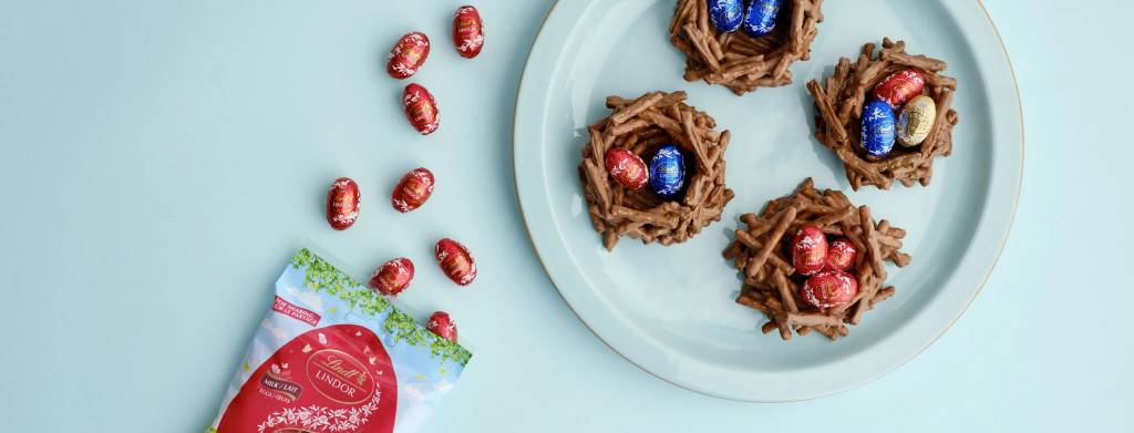 Receita de ninhos de Páscoa com chocolate ao leite Receita de ninhos de Páscoa com chocolate ao leite