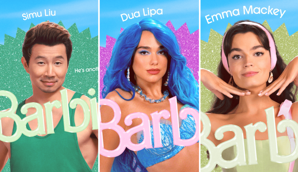 barbie-elenco Simu Liu, Dua Lipa e Emma Mackey em