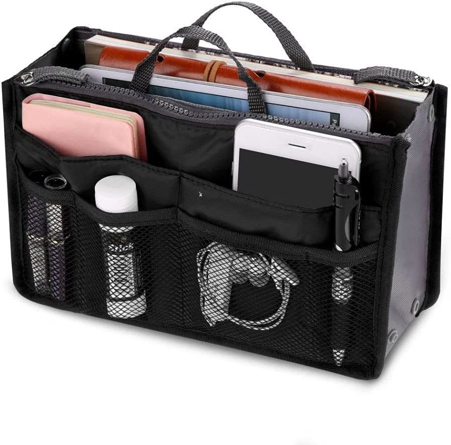 organizador-bolsa Organizador de bolsa completo, com compartimentos internos e externos.