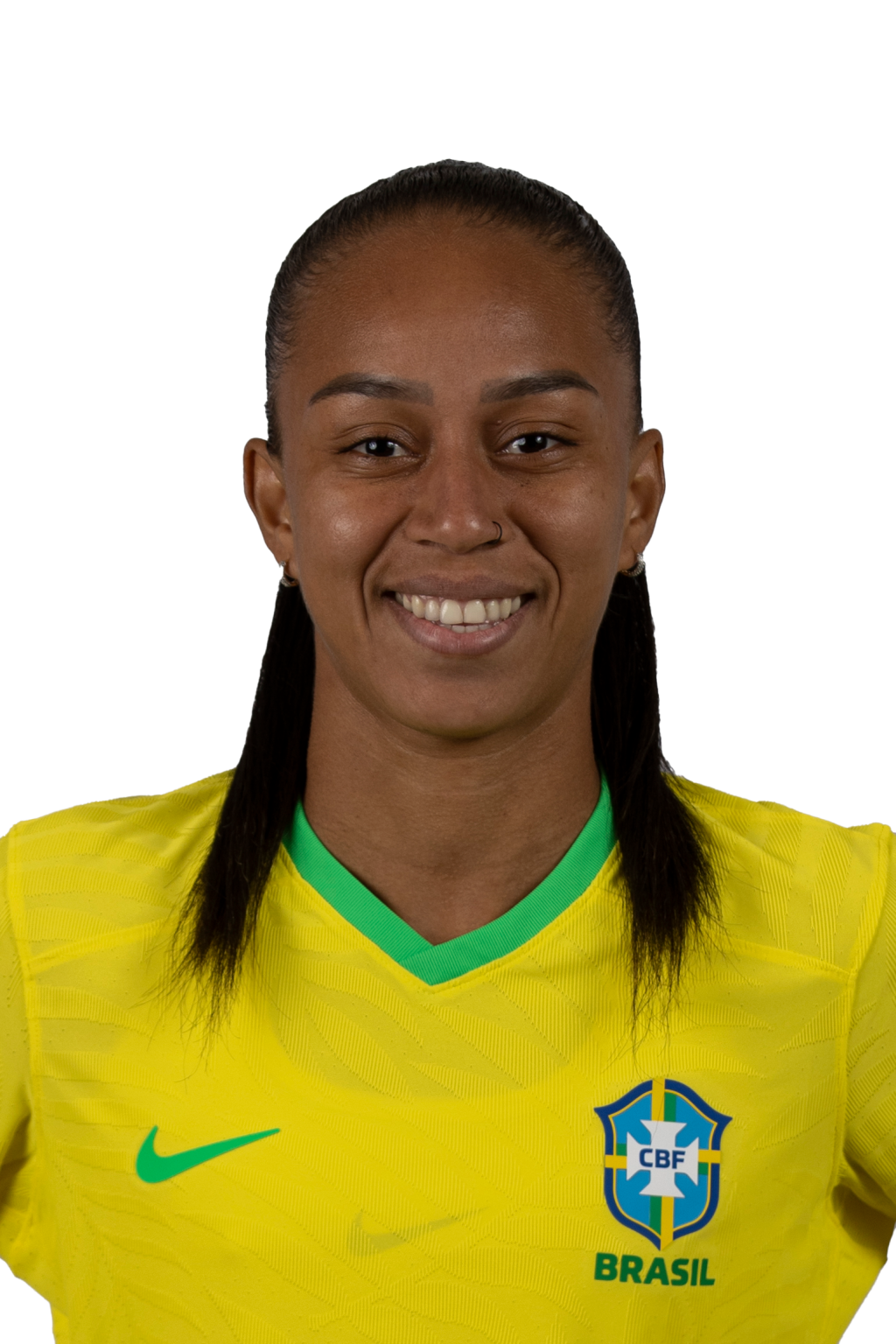 Adriana_3x4_SEM FUNDO Adriana, jogadora da seleção brasileira de futebol.
