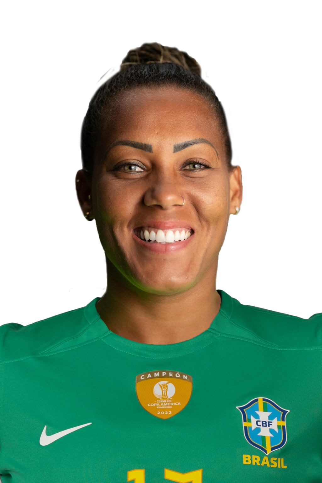 Bárbara_3x4_SEM FUNDO Bárbara, jogadora da seleção brasileira de futebol.