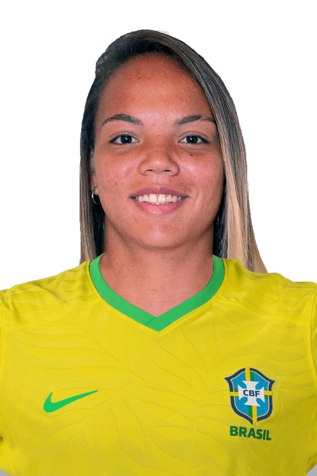 Nycole_3x4_SEM FUNDO Nycole, jogadora da seleção brasileira de futebol.