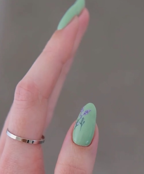 unhas-matcha-flor-lavanda nail art flor de lavanda