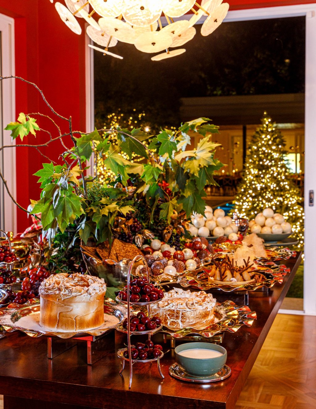 Decoração de mesa de sobremesas de Natal