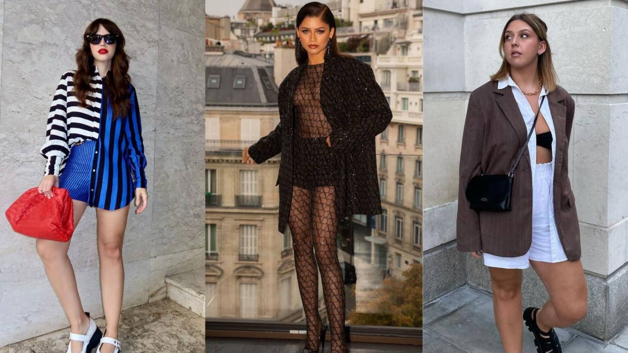 Mulheres, inclusive Zendaya, usando shorts