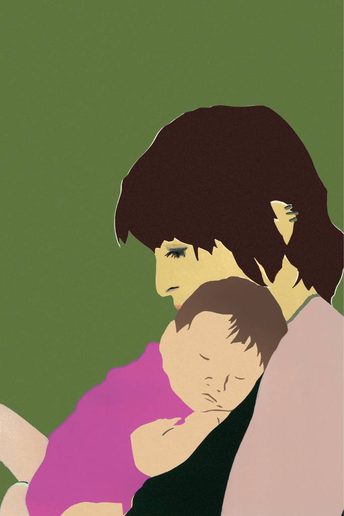 maternidade-mãe-solo-fertilização-in-vitro-família-filhos Ilustração de mulher segurando no colo o seu filho