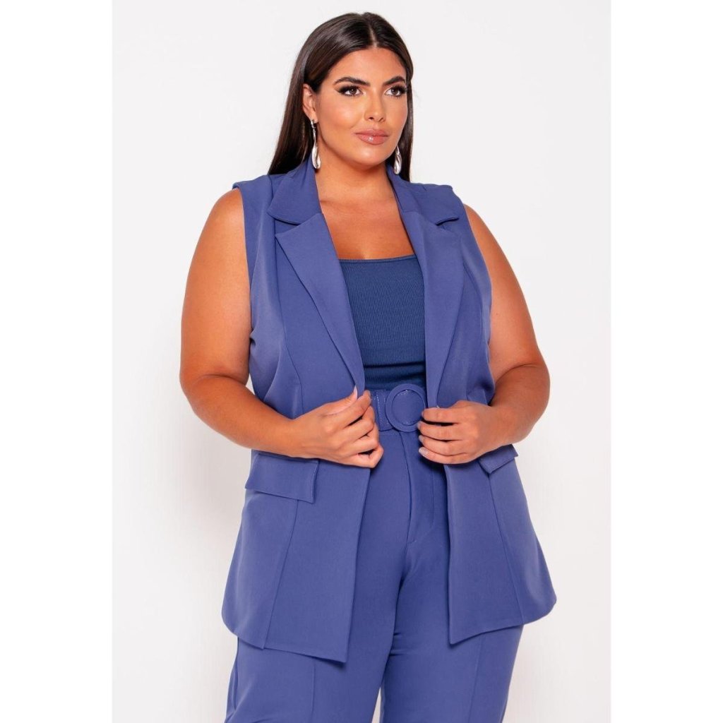 Colete azul plus size social