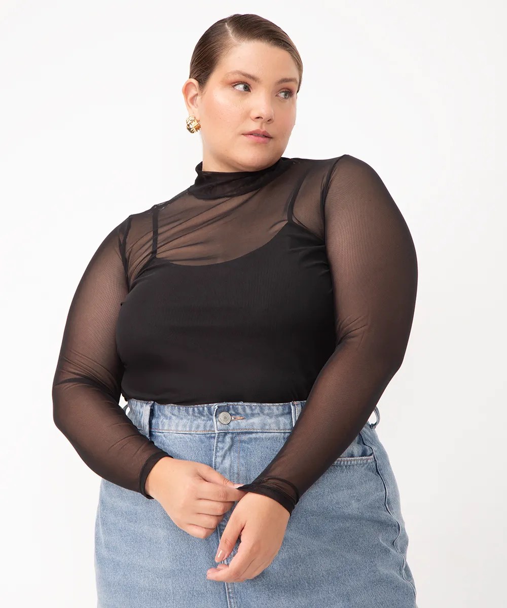 Blusa transparente plus size