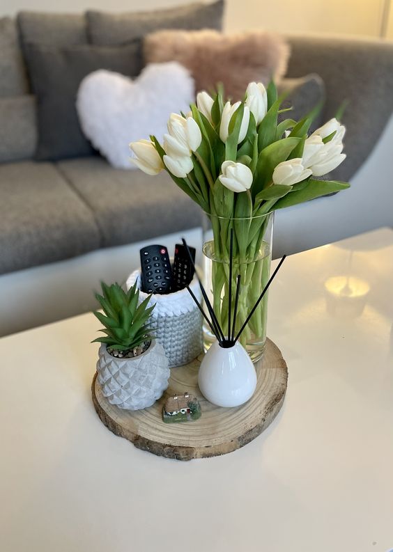 plantas mesa Buquê de tulipas brancas