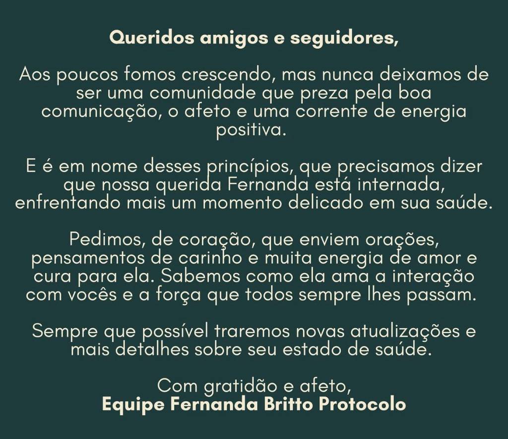 fernanda-britto-comunicado Influenciadora de etiqueta morre no Rio de Janeiro