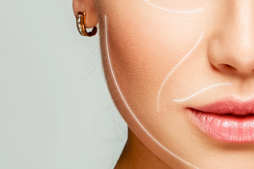 imagem de rosto feminino visto apenas da metade do lado esquerdo para baixo