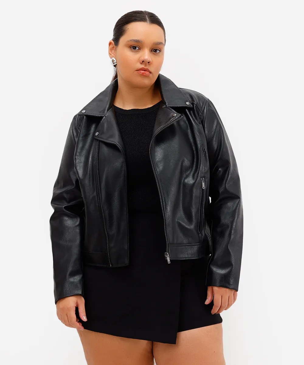 Jaqueta de couro preta
