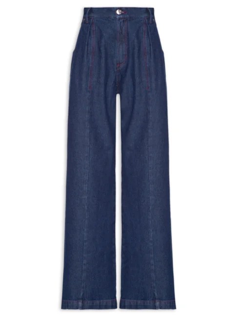 Calça pantalona jeans azul