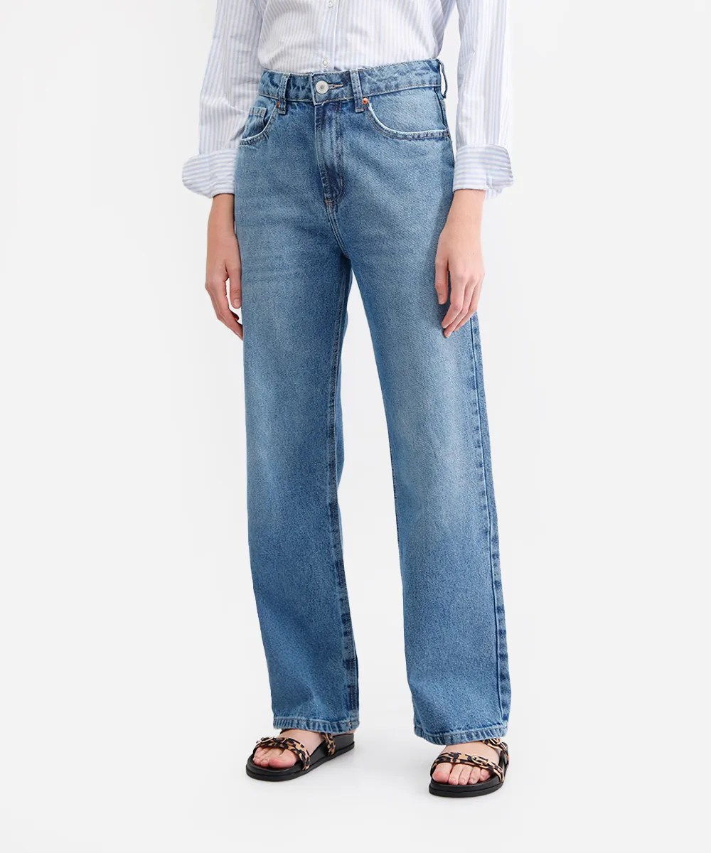 Cal&ccedil;a jeans reta azul
