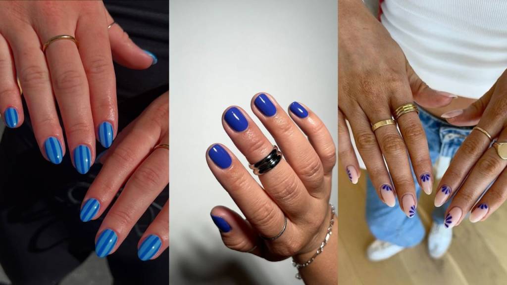 12 ideias de unhas azul cobalto, a cor que está bombando no TikTok