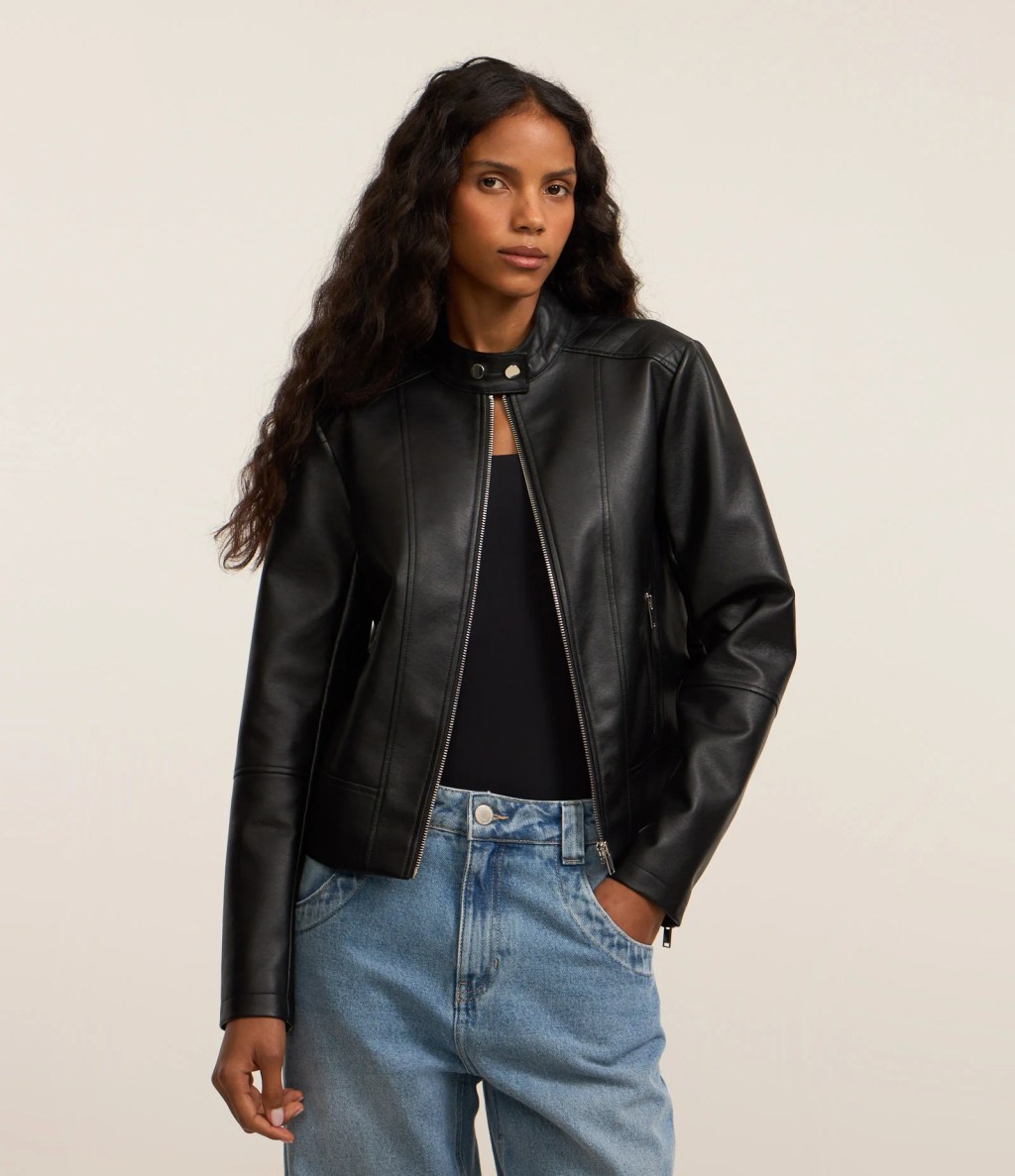 Jaqueta de couro preta