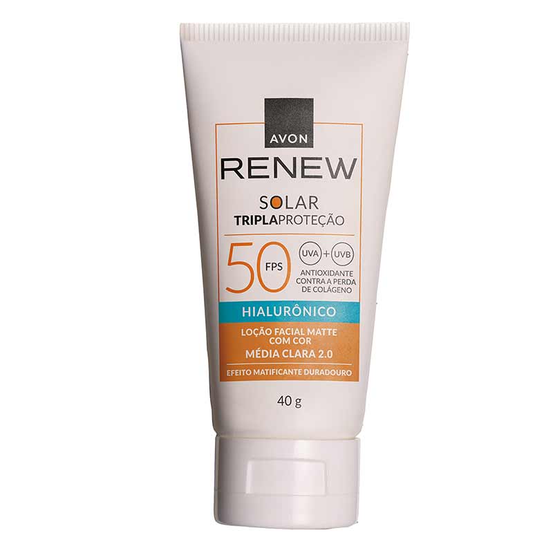 Imagem mostra protetor solar com cor da Avon.