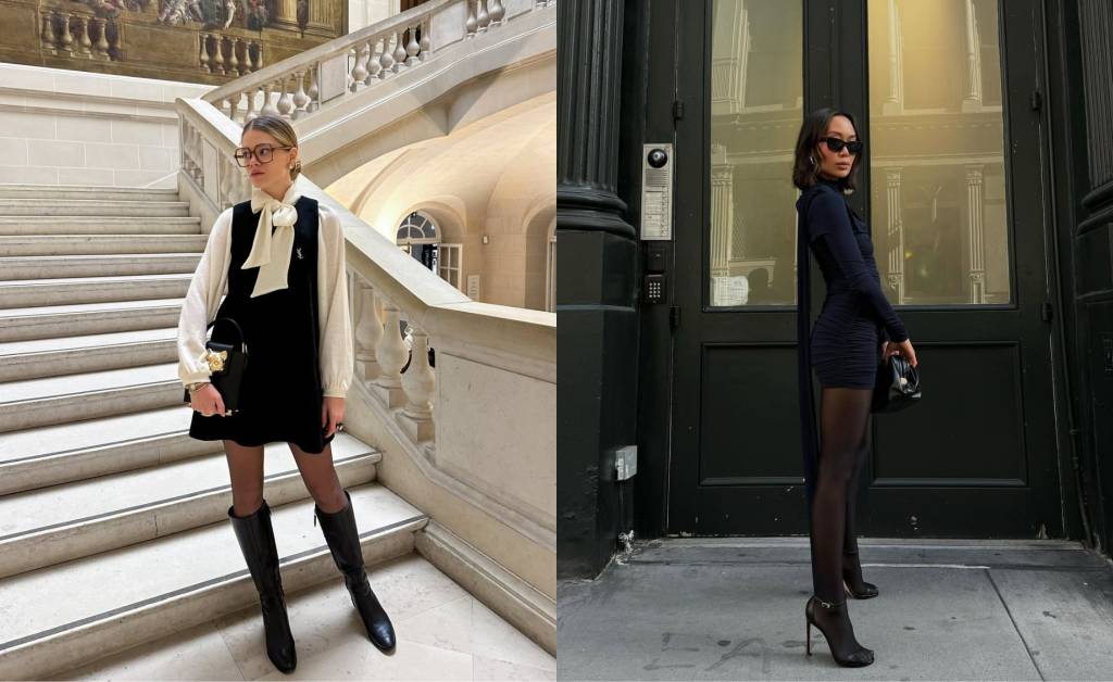 5 inspirações chiques e elegantes de como usar vestido e meia-calça preta