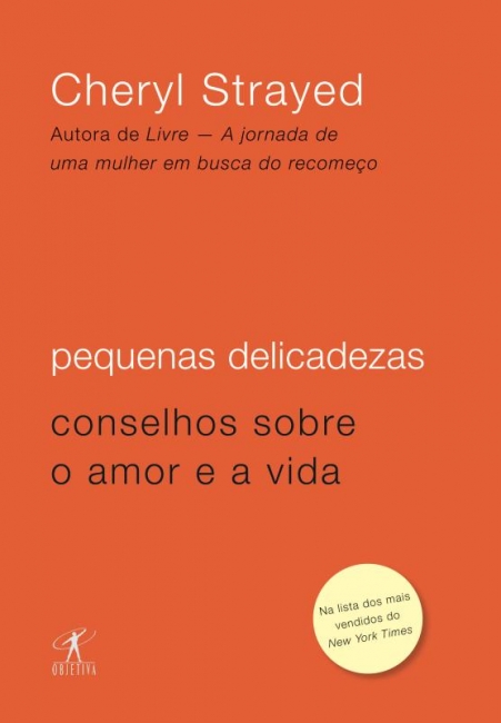 Capa do livro "Pequenas delicadezas". Mostra um fundo laranja