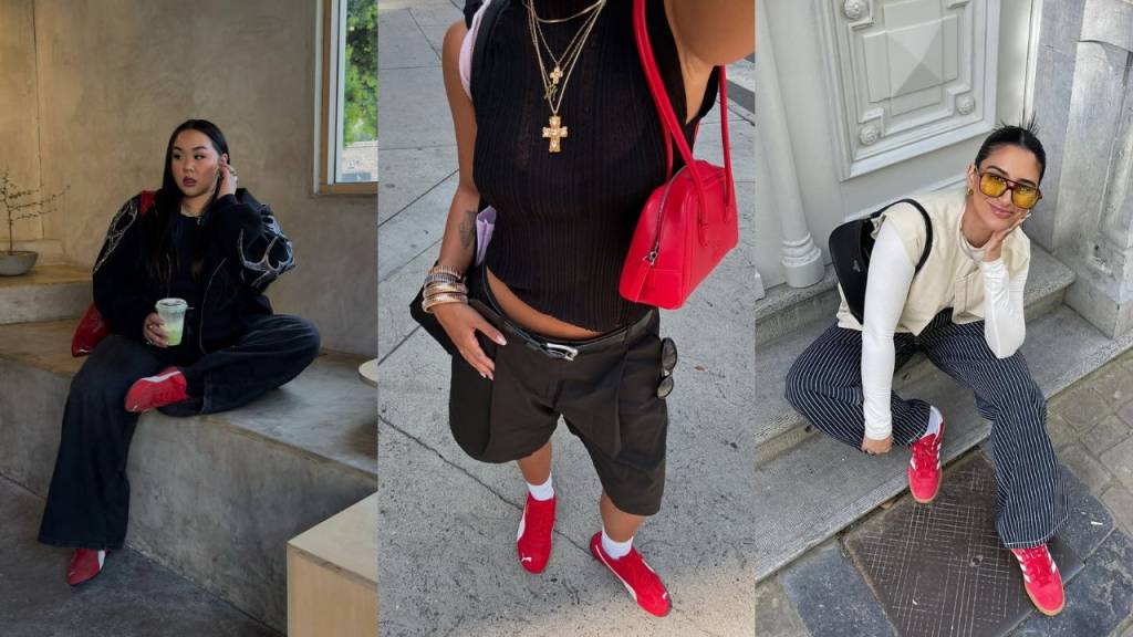 O tênis vermelho voltou com tudo: 11 looks para apostar