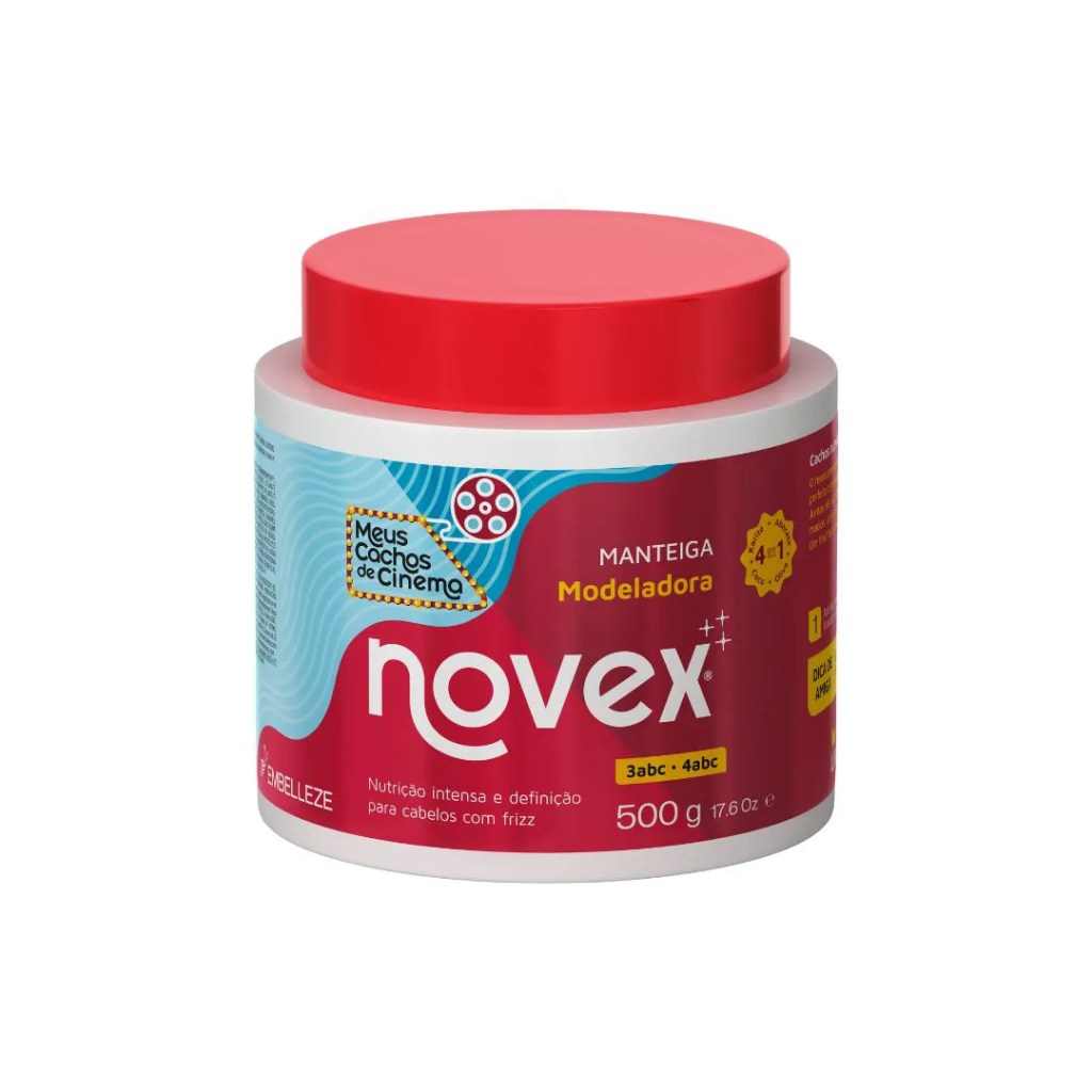manteigas-capilares-10 Embalagem de manteiga capilar da marca Novex. Ela é vermelha e azul