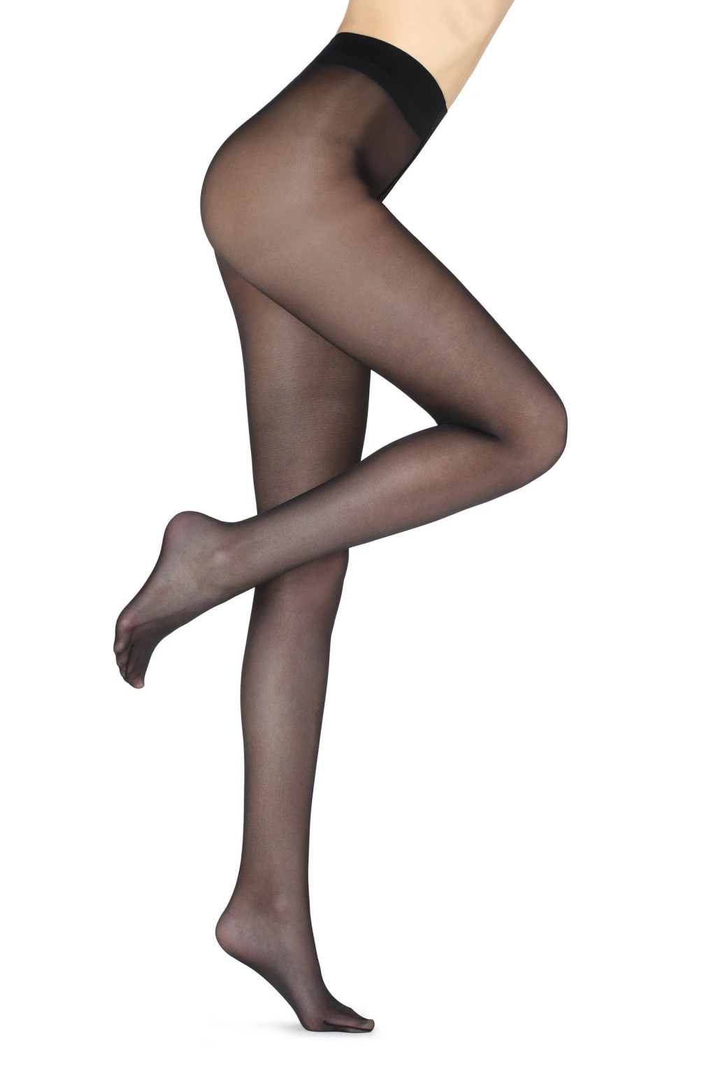 Meia-calça preta transparente