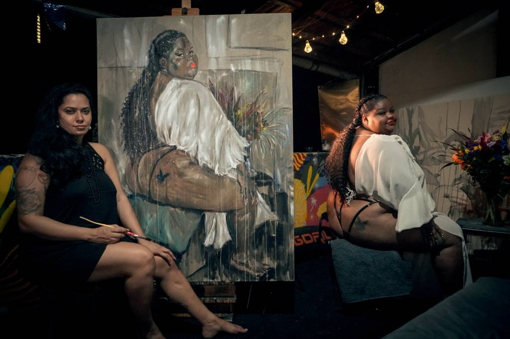 Panmela Castro Para a série Vigília, a artista passa uma noite co-criando um retrato em seu ateliê com um convidado