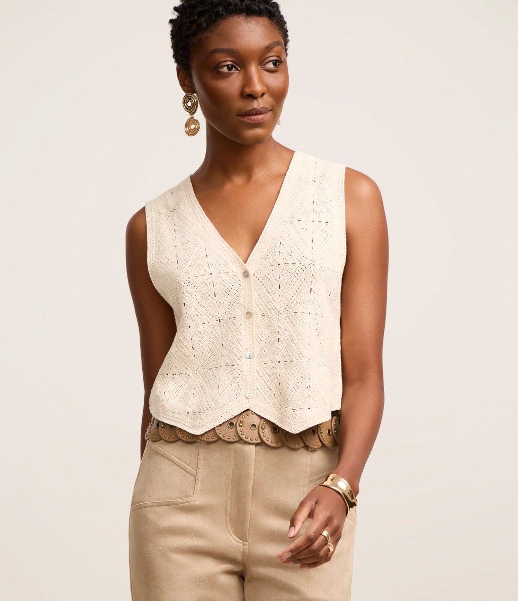 Colete de croch&ecirc; branco