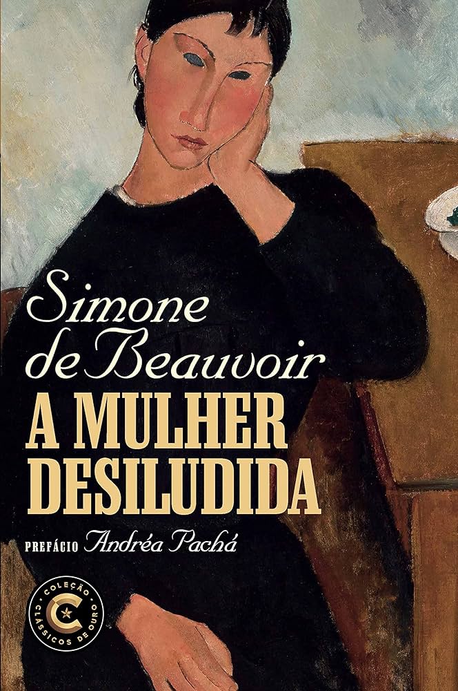 Capa do livro "A mulher desiludida" lido por Celina em Vale Tudo Mostra a ilustração de uma mulher vist de frente com a mão no rosto