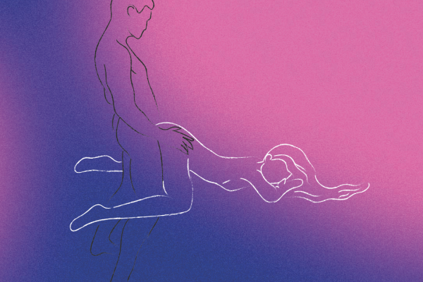 Ilustração de um casal fazendo penetração profunda